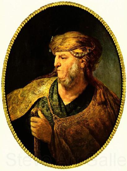 REMBRANDT Harmenszoon van Rijn Bust of a man in oriental dress. Spain oil painting art